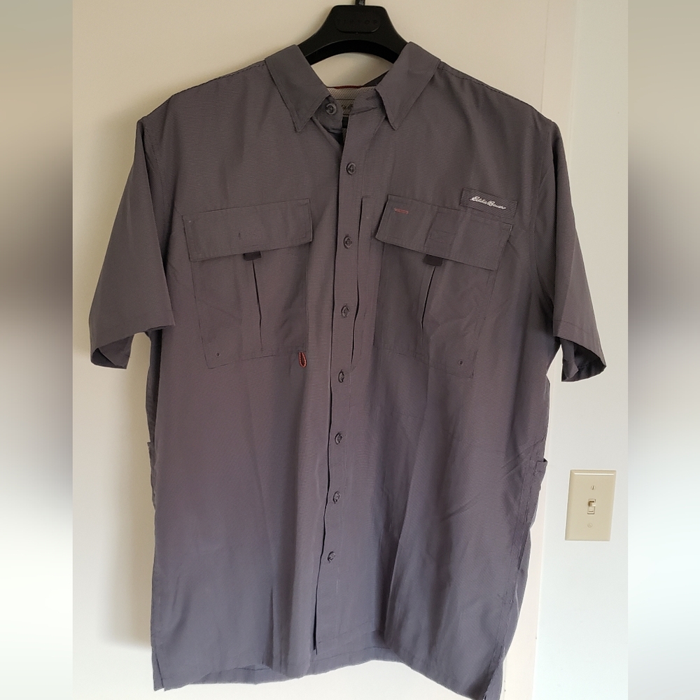 Men's Gray Button-Up Golf Shirt